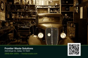 old car with junky garage ripe for a cleanout
