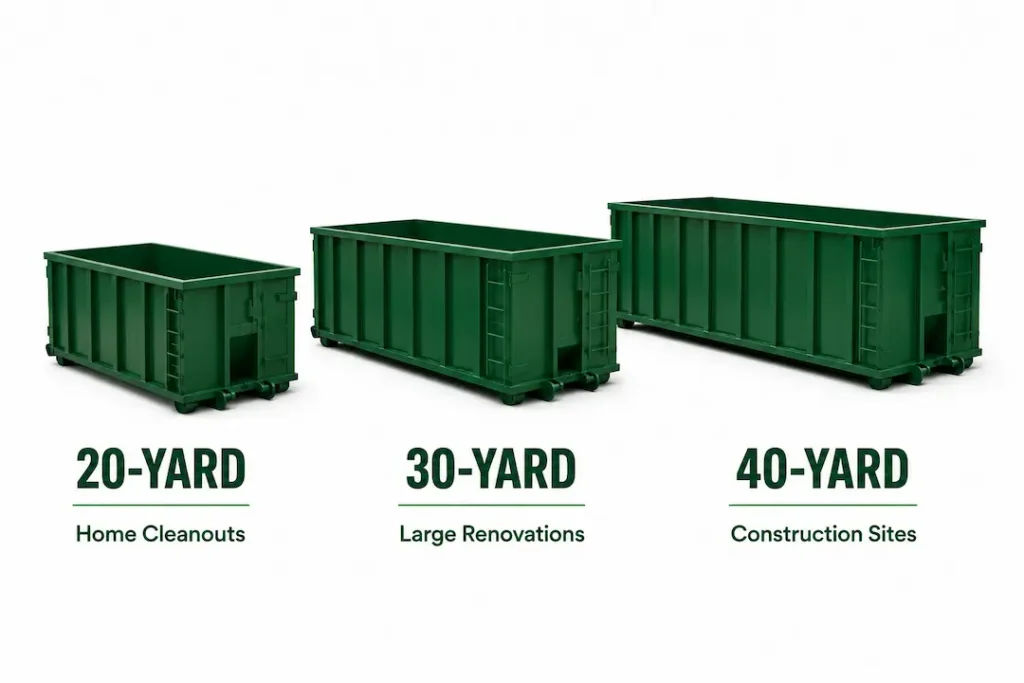 20 yard vs 30 yard vs 40 yard dumpster sizes Dallas