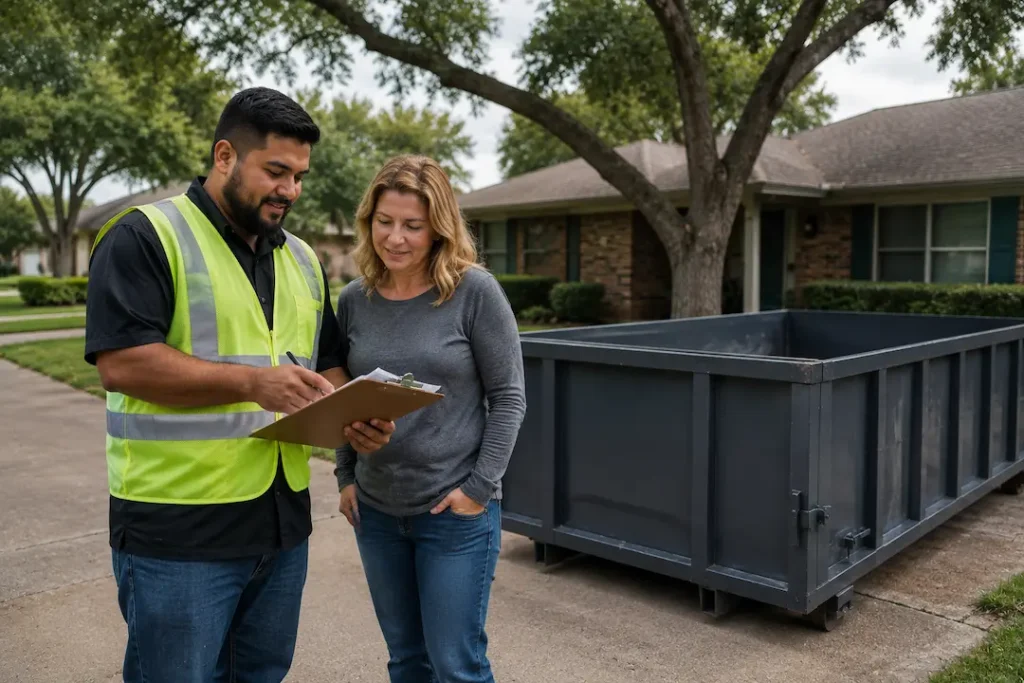 Dallas roll-off dumpster rental size guide Frontier Waste