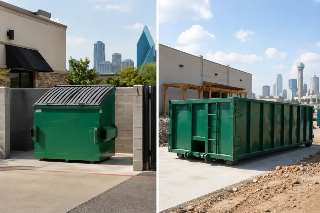 front load dumpster vs roll off container Texas