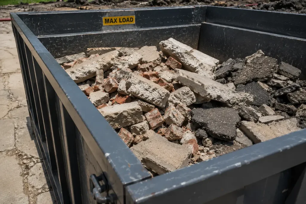 heavy debris concrete weight dumpster Dallas TX