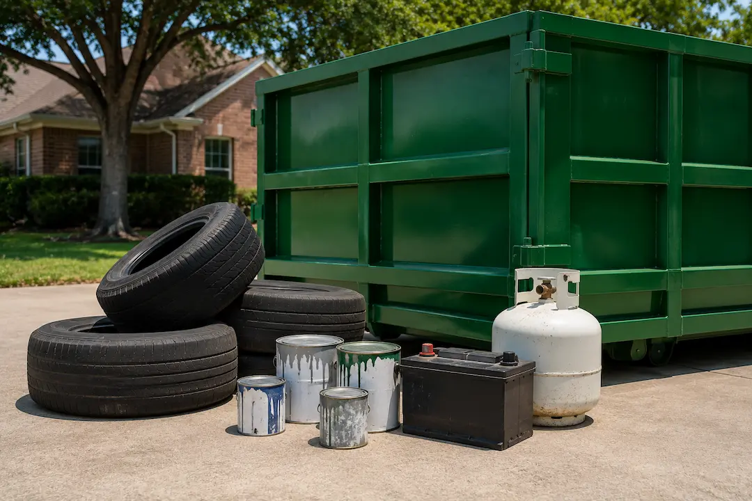 items a standard Dallas roll-off dumpster rental does not include