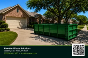roll-off dumpster rental Dallas delivered empty on a residential driveway