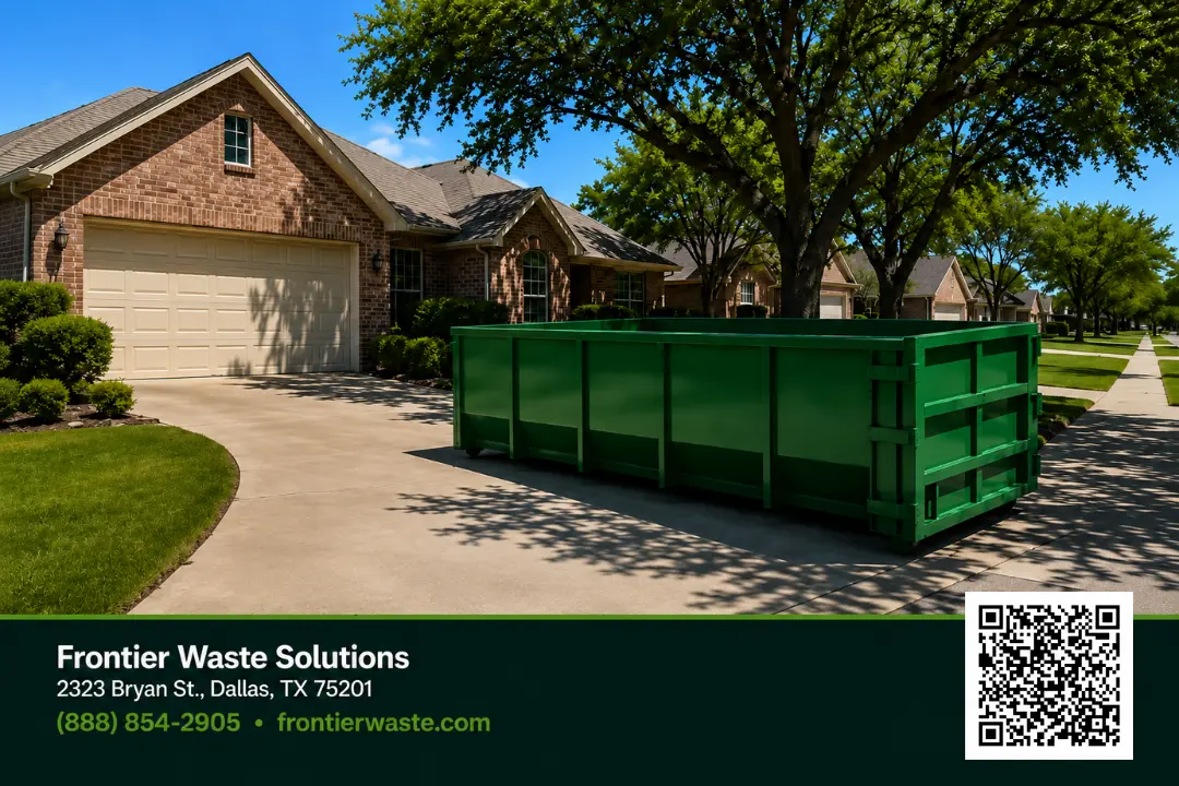 roll-off dumpster rental Dallas delivered empty on a residential driveway