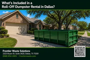 roll-off dumpster rental Dallas delivered empty on a residential driveway