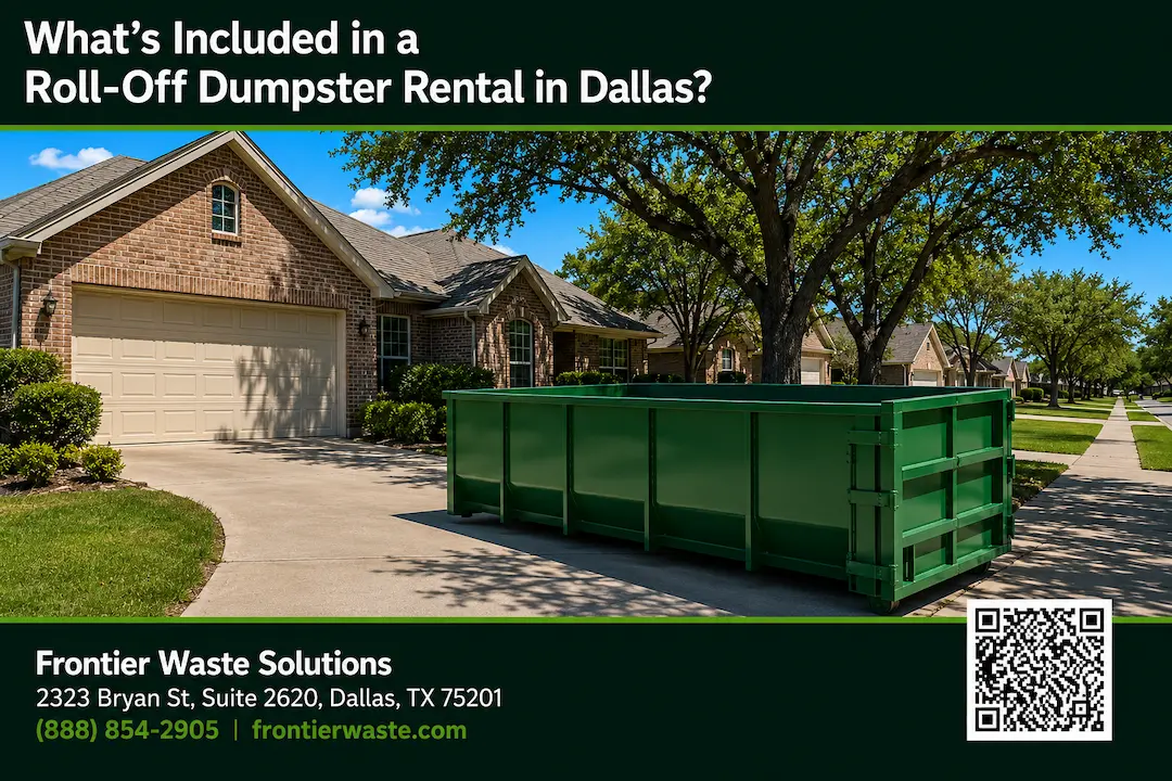 roll-off dumpster rental Dallas delivered empty on a residential driveway