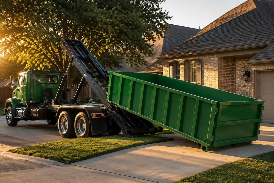 20-yard roll-off dumpster shingle debris Dallas