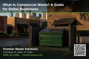 Commercial waste Dallas: front-load dumpster behind a local business