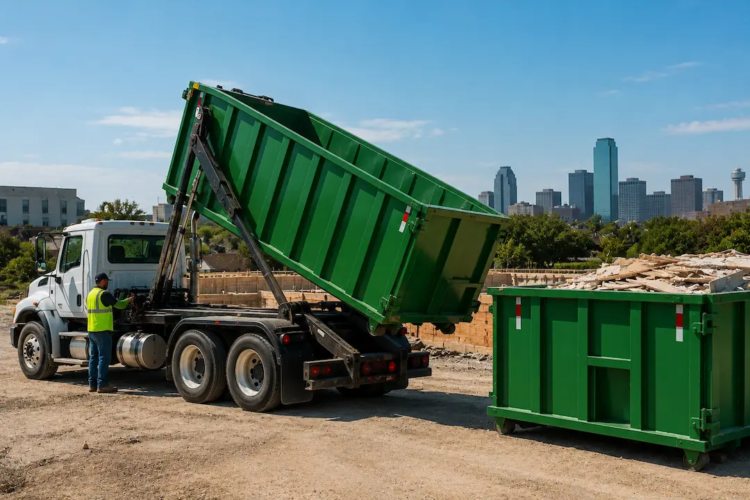 swap out a full dumpster Dallas job site