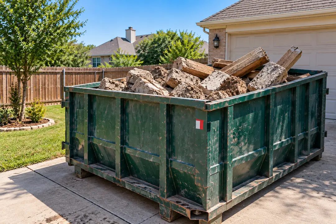 fence posts concrete dumpster Dallas